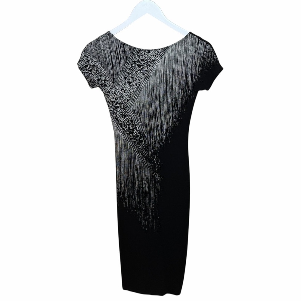 Elegant Isabel de Pedro Chain Printed Black  Short Sleeve Dress- US 4 - Picture 4 of 16